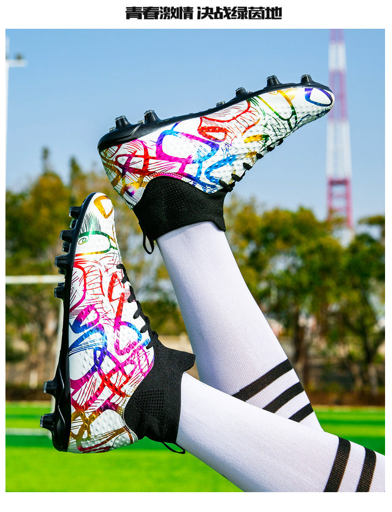 Youth Football Shoes Men and Women Long Spikes Adult Professional Sports Training Shoes Artificial Grass Non-Slip Wear-Resistant Competition Shoes