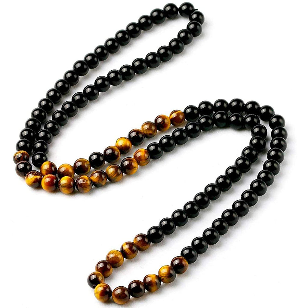 Men's Tiger Eye Stone Bracelet108Stackable Natural Stone8mm Beaded Bracelet Elastic Cord Tiger Eye Stone Long Bracelet