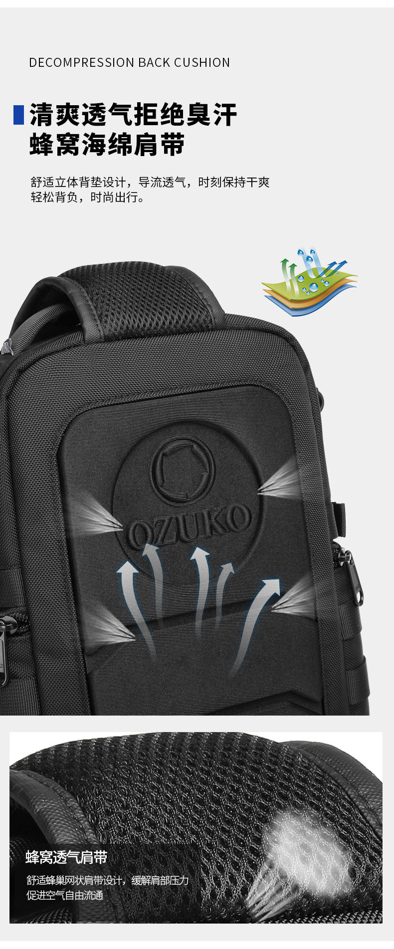 OZUKO Tactical Chest Bag Men's Crossbody Bag Shoulder Bag Men's Outdoor Sports Waterproof High-Quality Men's Bag