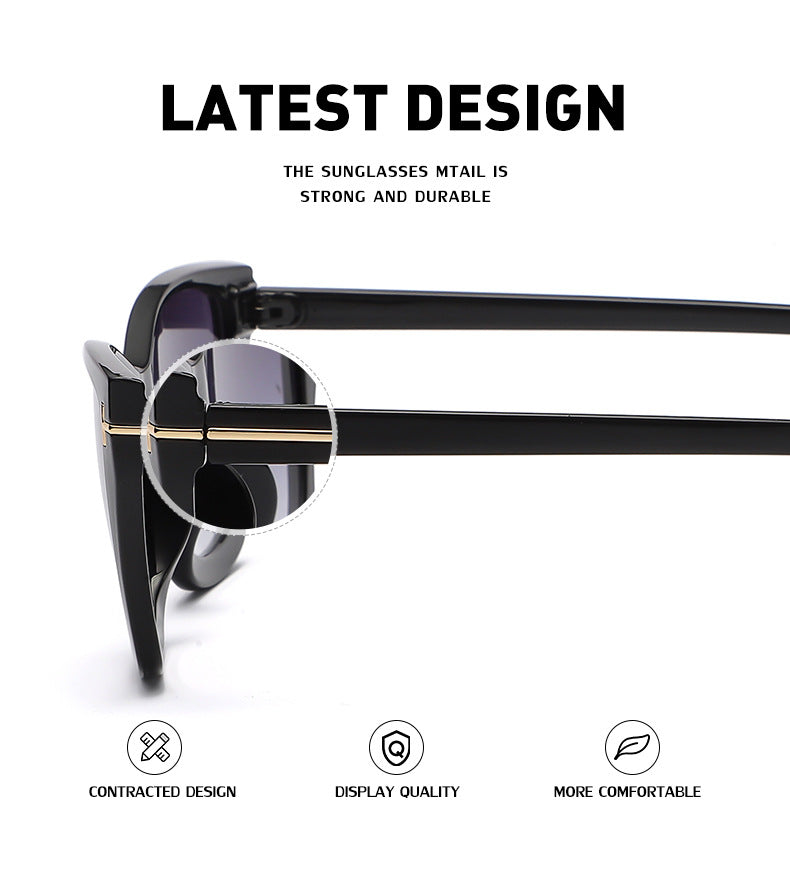 Vintage T Cat Eye Sunglasses for Women Fashionable High-End Sunglasses Trendy ins Street Style Full Frame Sun Protection Glasses shades