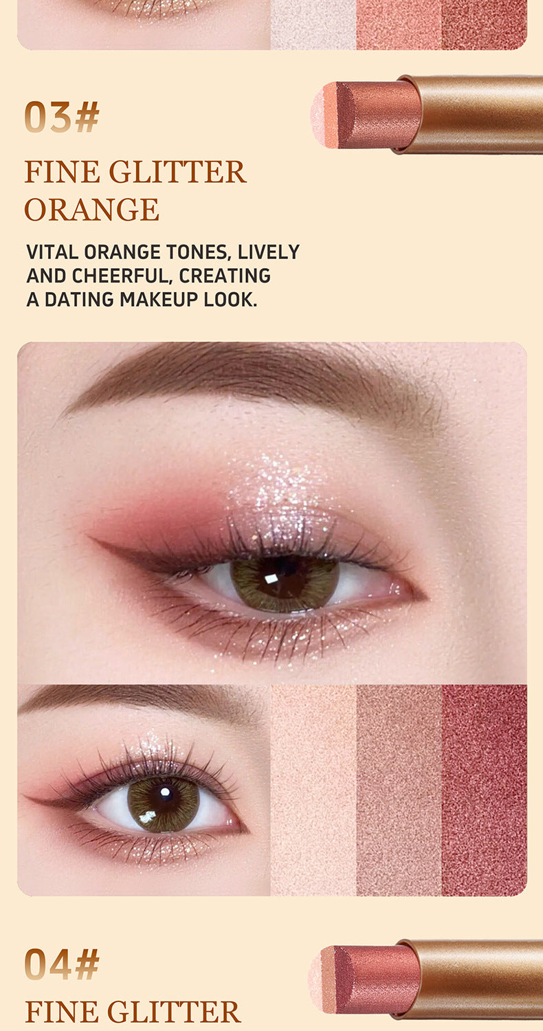 One-Stroke Gradient Lazy Three-Color Eyeshadow Stick Matte Shimmer Pearl Highlight Eyeshadow Pen