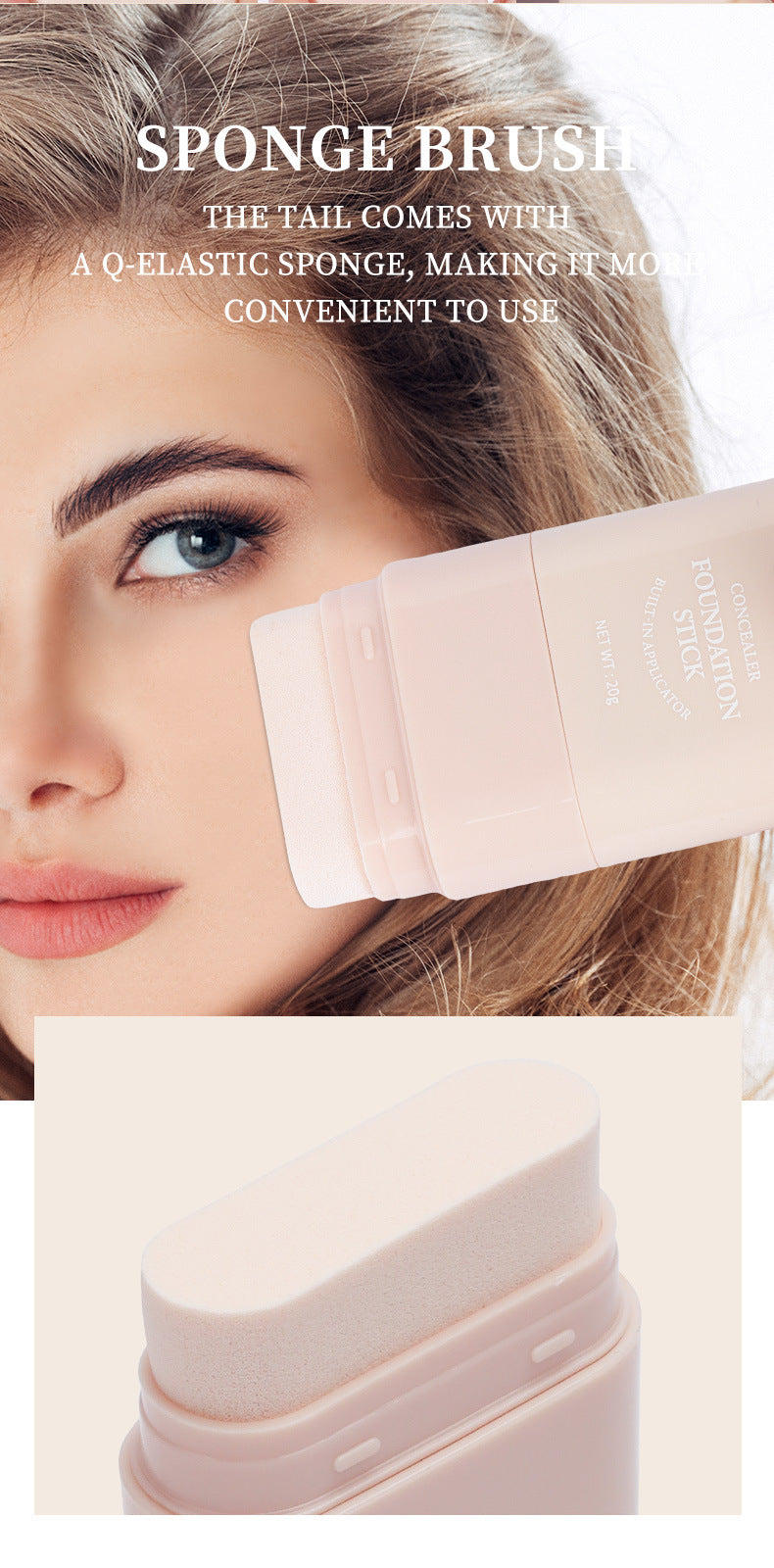 Cosmetic Non-Smudge Foundation Double-Ended Rotating Concealer Long-Lasting Waterproof Sweat Sponge Brush Head Cream Foundation