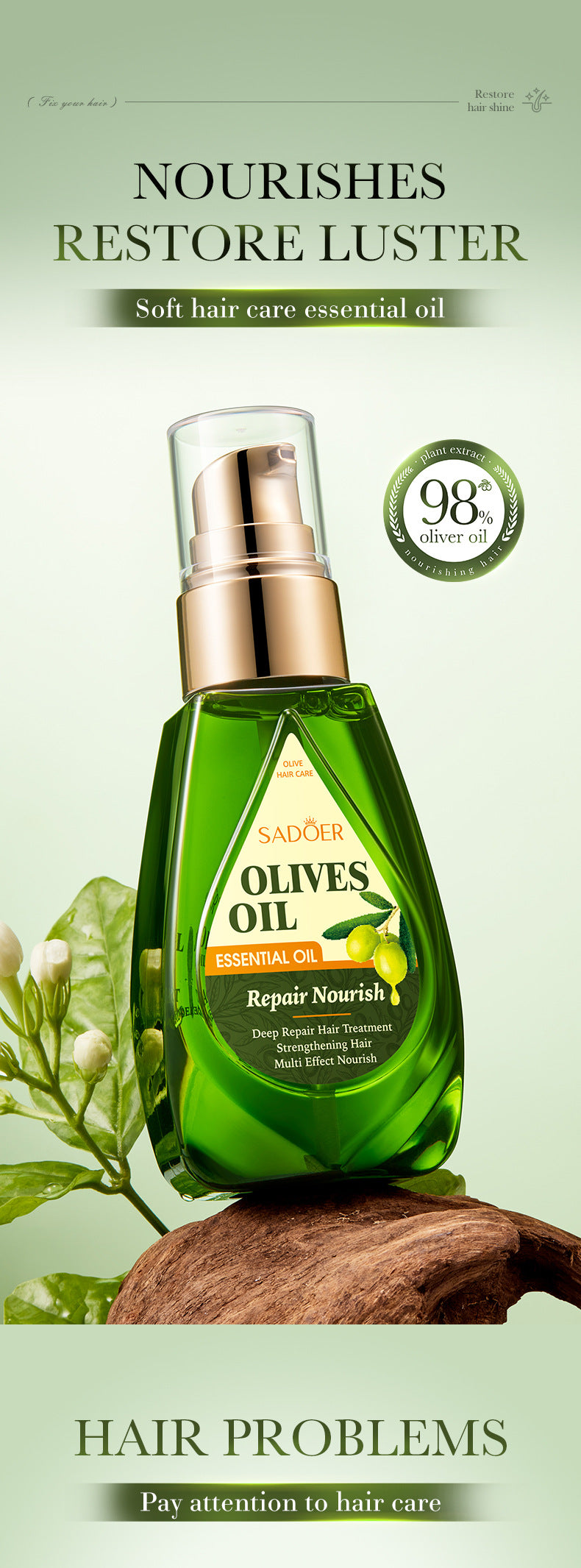 Olive Hair Care Essential Oil70ml SADOER Qihuan Shiny Smooth Hair Conditioner  Wholesale