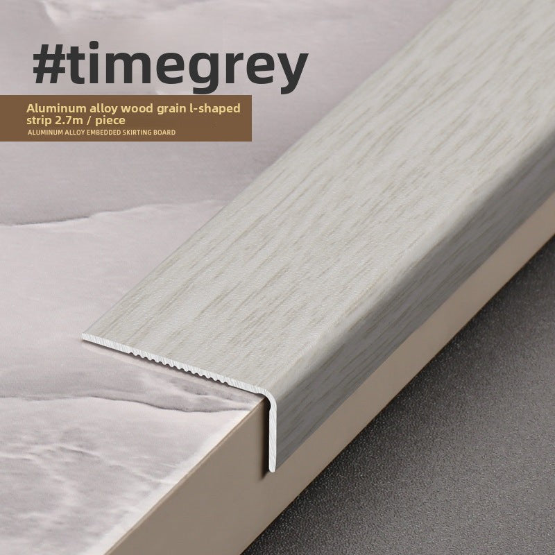 Aluminum alloy wood grain L Right-angle ultra-narrow wood flooring edge trim strip7Door threshold edging trim, wardrobe corner fastener strip