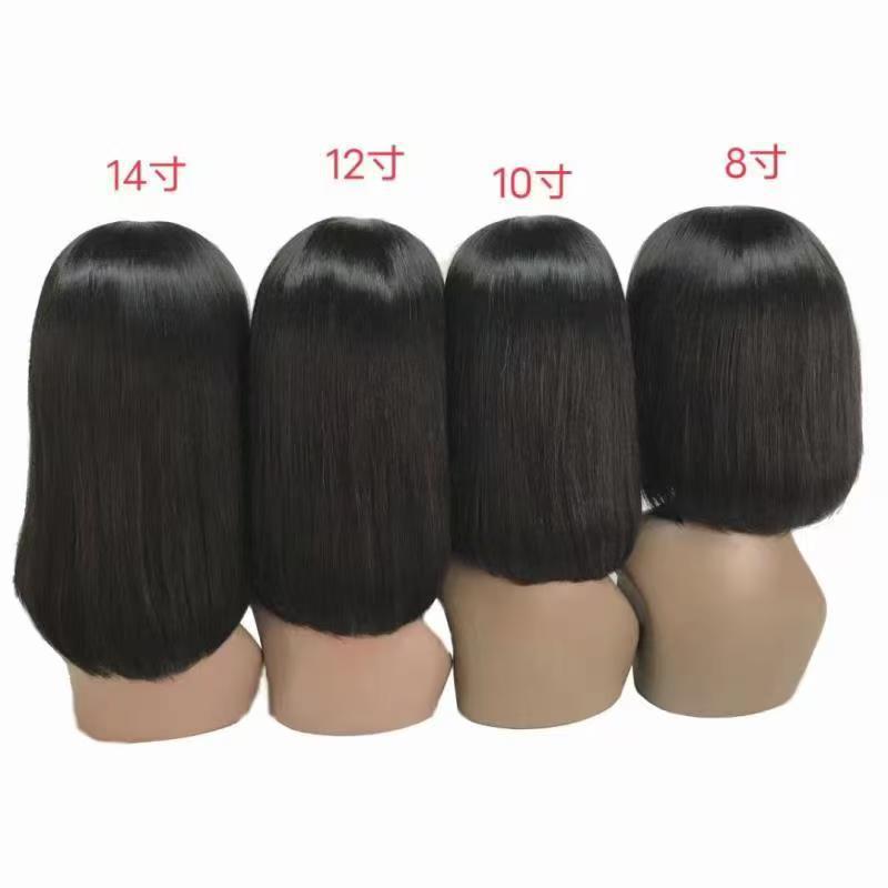 180 % Density 3*1 Lace Human Hair Bob Wig with Bangs Fringes