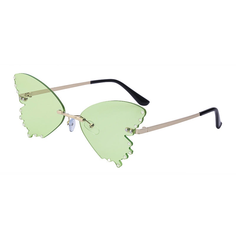 New Style Sunglasses for Women with Rhinestones Butterfly Sunglasses Trendy Personality Halloween Party Quirky Cool Glasses
