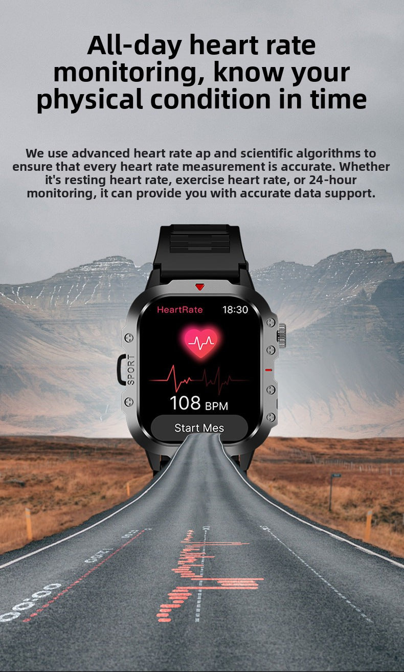 H11Smart Watch2.01inch Bluetooth Call Heart Rate Blood Sugar Smart Island Message Reminder Three-Proof Sports