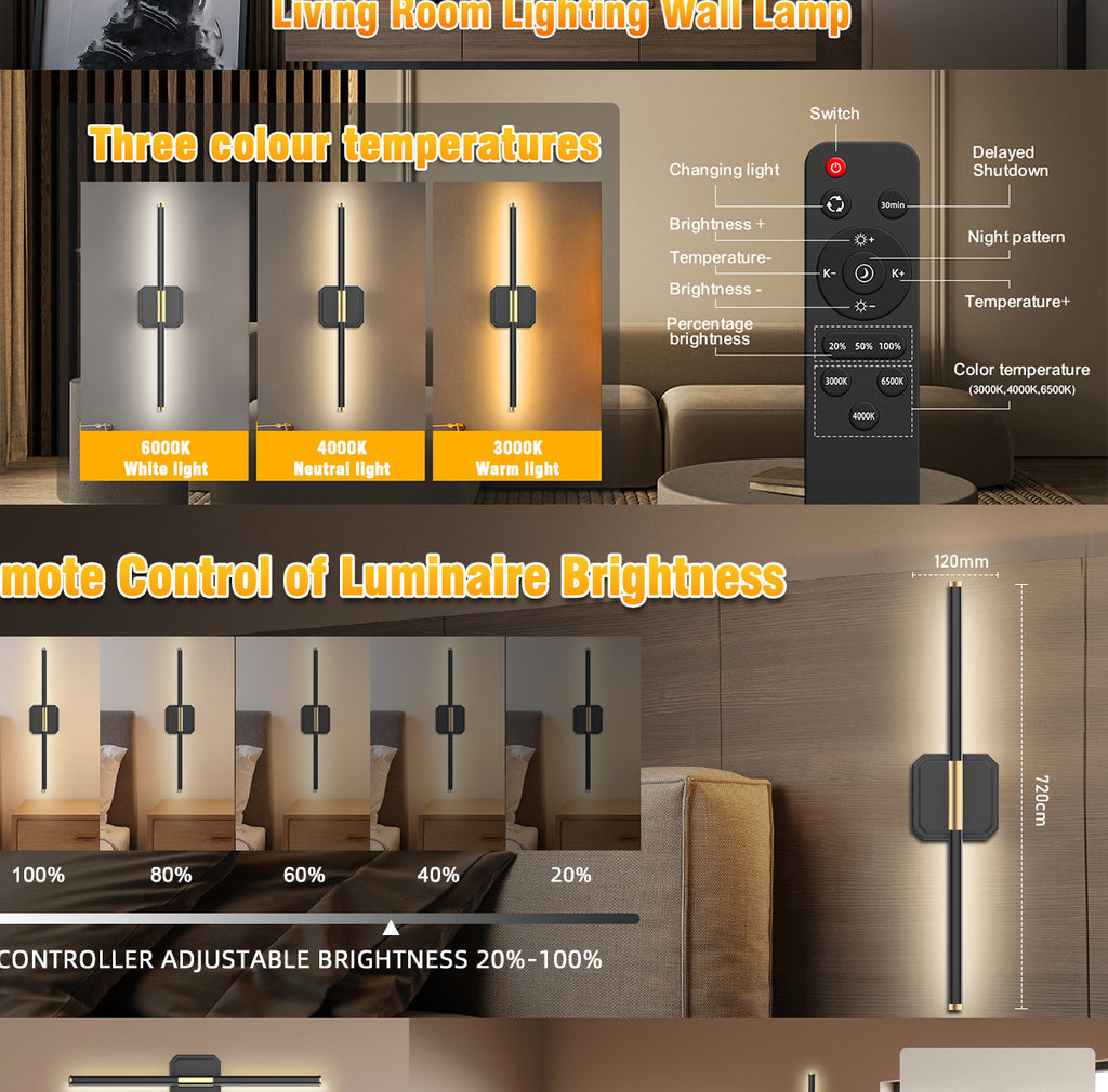 Dual-Head Detachable Wall Lamp Reading Wall Lamp No Wiring Wall Lamp Magnetic Wall Lamp Dimmable Wall Lamp Rechargeable Indoor Wall Lamp