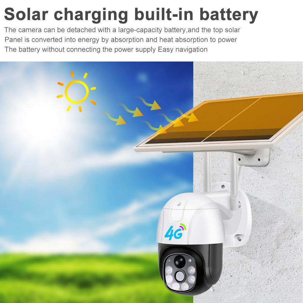 V380Solar Energy4G Camera 1080P High-definition Outdoor Wireless Remote Low-power Surveillance Camera Dome Camera