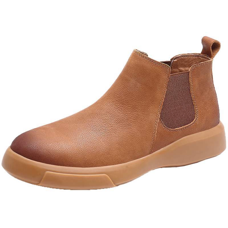 Chelsea Men's Boots Leather Shoes High-top Martin Boots Men's Winter Fleece Lined British Style Boots Men's Martin Boots Short Boots
