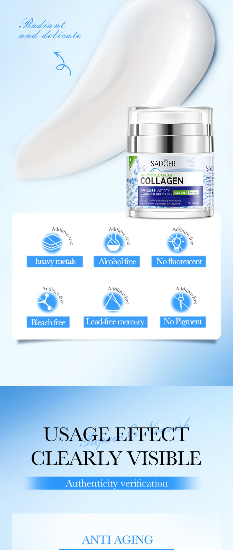 Face Cream Eye Cream SADOER Anti-wrinkle, hydrating, moisturizing, wrinkle-reducing, brightening neck cream for  foreign trade wholesale