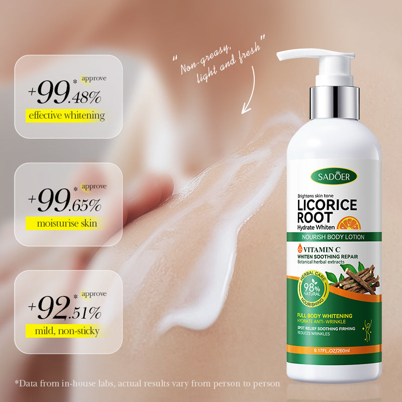 Licorice VC Body Lotion260gSADOER Whitening, hydrating, moisturizing skin care cross-border wholesale