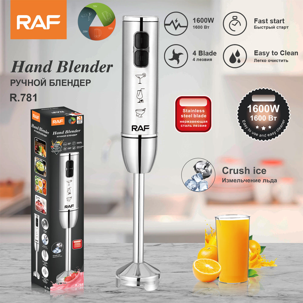 RAF EU Standard Four-Blade Handheld Stick Blender Multi-Functional Household Food Processor for Cooking, Baby Food, and Baking R.781