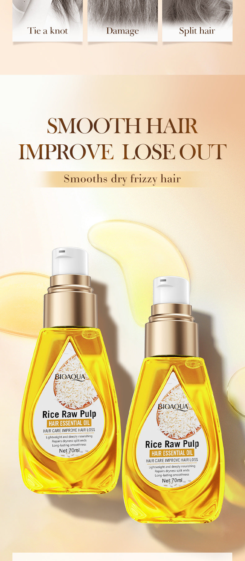 Rice Puree Hair Care Essential Oil70ml BIOAOUA Smooth Repair Conditioner  Wholesale