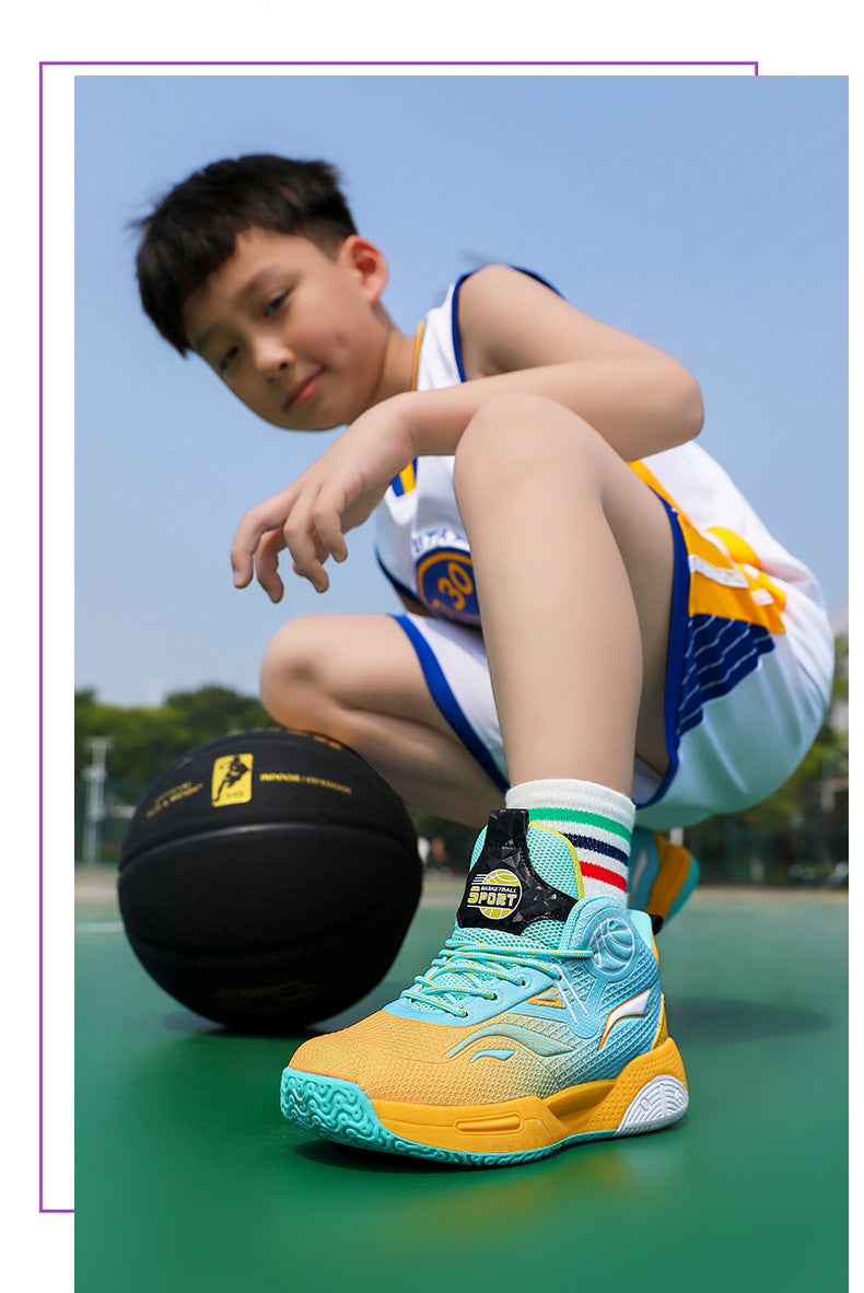 Boys' Casual Fashion Trendy Children's Shoes Non-Slip Wear-Resistant Sports Shoes for Elementary School Students Training Multi-Color Basketball Shoes