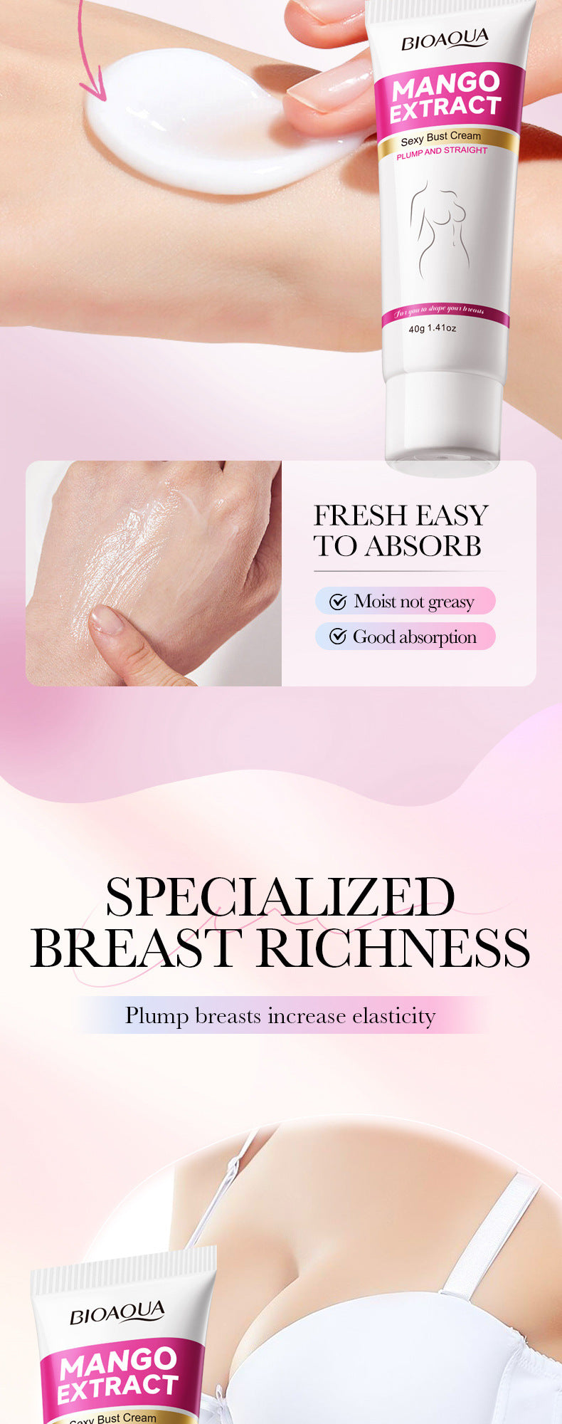 Mango Breast Enhancement Cream40g BIOAOUA Breast Firming and Plumping Massage Care  Wholesale