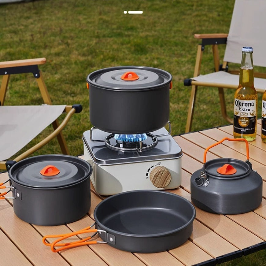 Cookware Set Pot Camping Tableware Cookware Camping Equipment Full Set Kettle Frying Pan Cooking Stove  Multi-Purpose