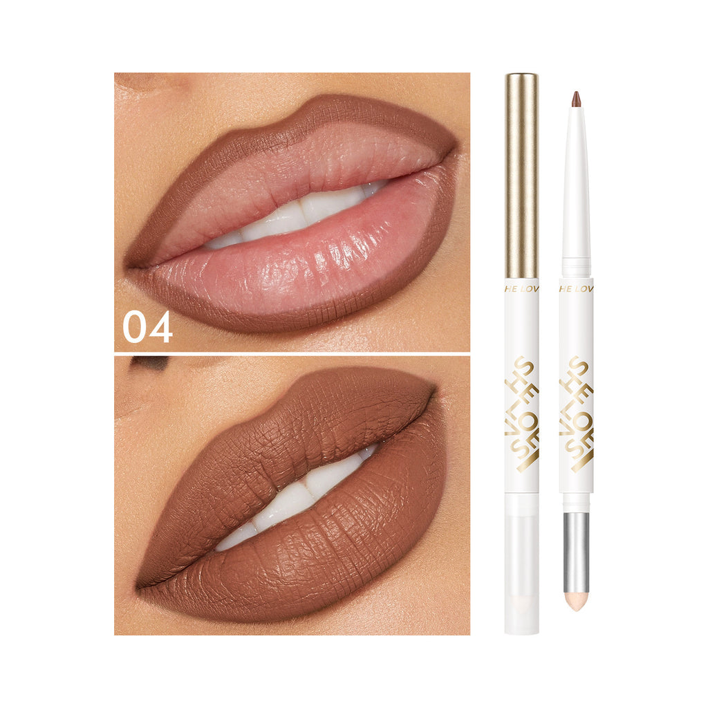 Dual-ended Lip Liner Pencil European and American Matte Non-Stick Cup Lipstick Lip Liner Small Batch Wholesale