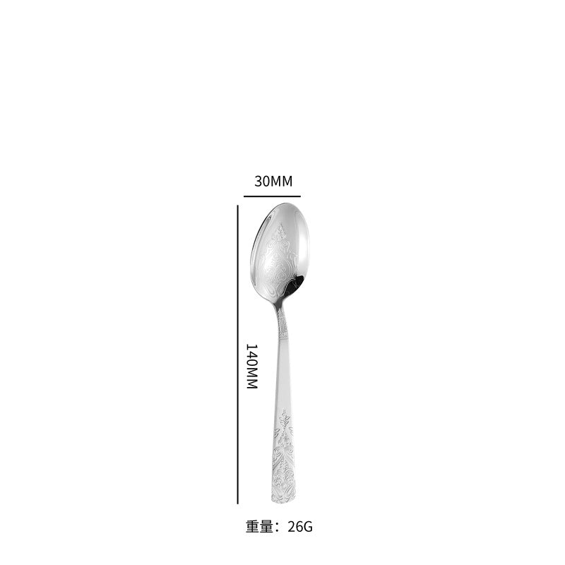 410Stainless Steel Tableware Hotel Retro Double Pattern Totem Western Cutlery Knife Fork Spoon Restaurant Hammered Steak Knife Fork