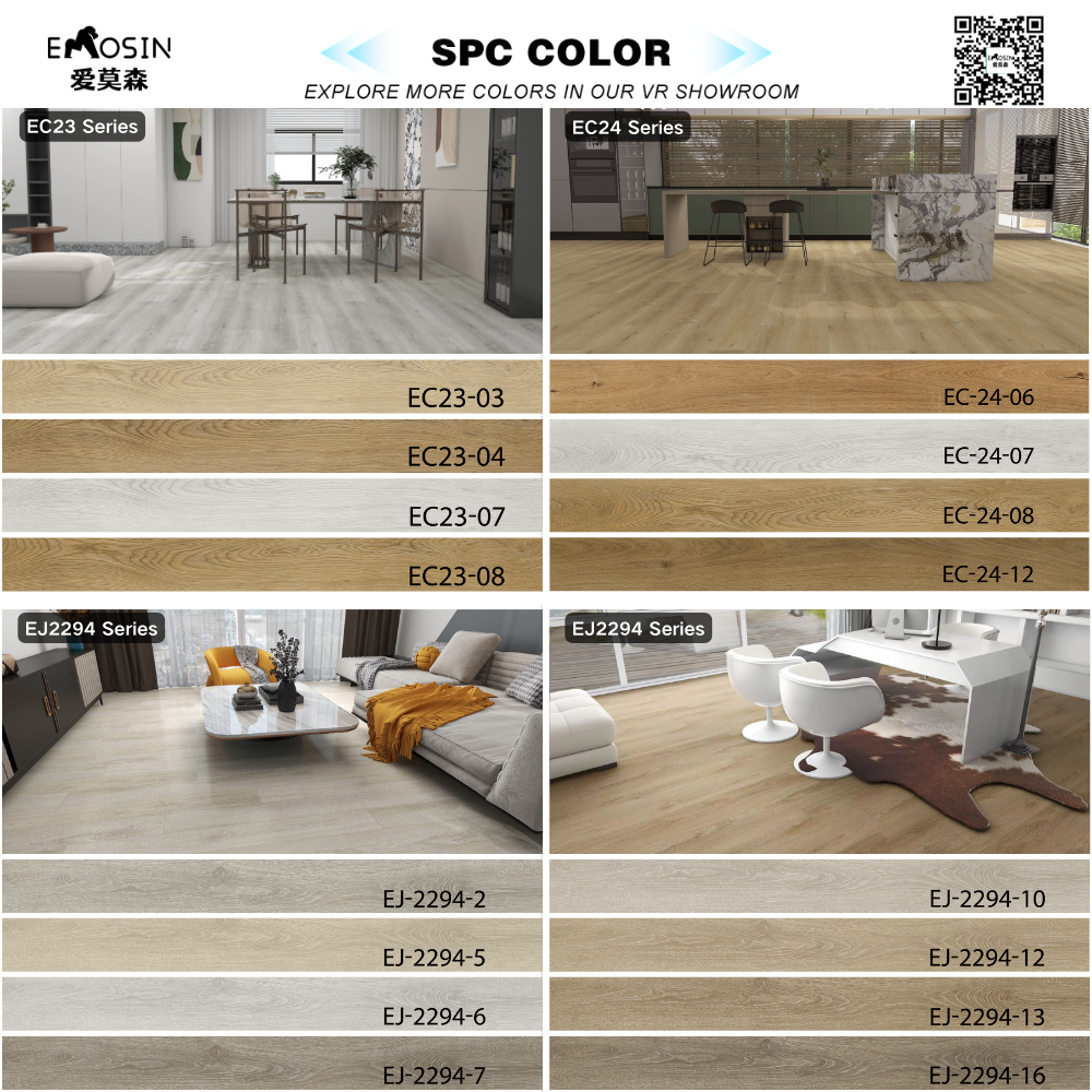 Indoor Waterproof 4mm 5mm 6mm 8mm Wooden Spc Vinyl Tile Fireproof Click Pvc Flooring