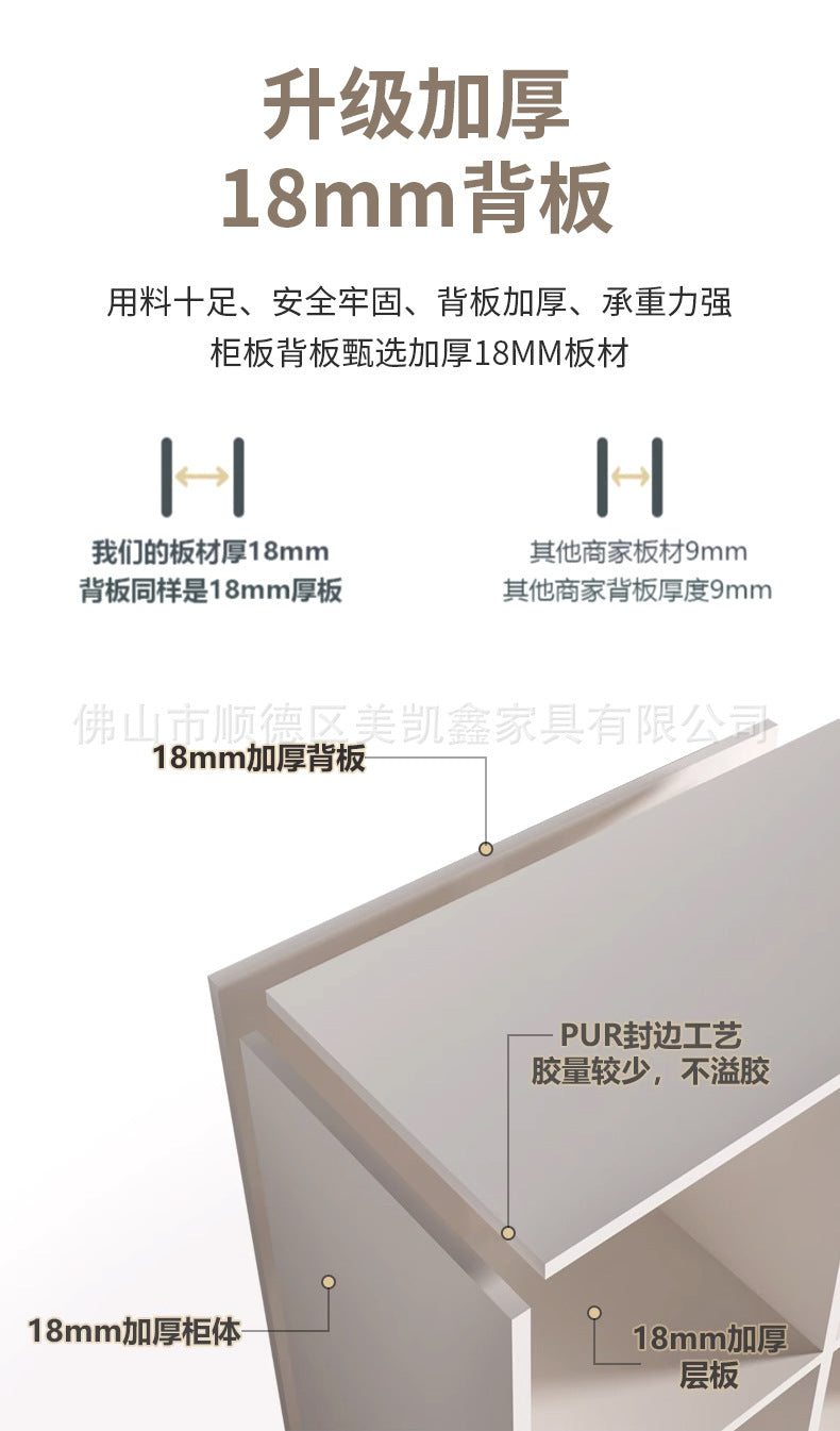 Solid Wood Wardrobe for Home Bedroom Modern Simple Particle Board Cabinet Six-Door Segmented Coat Wardrobe Thickened Cabinet Body