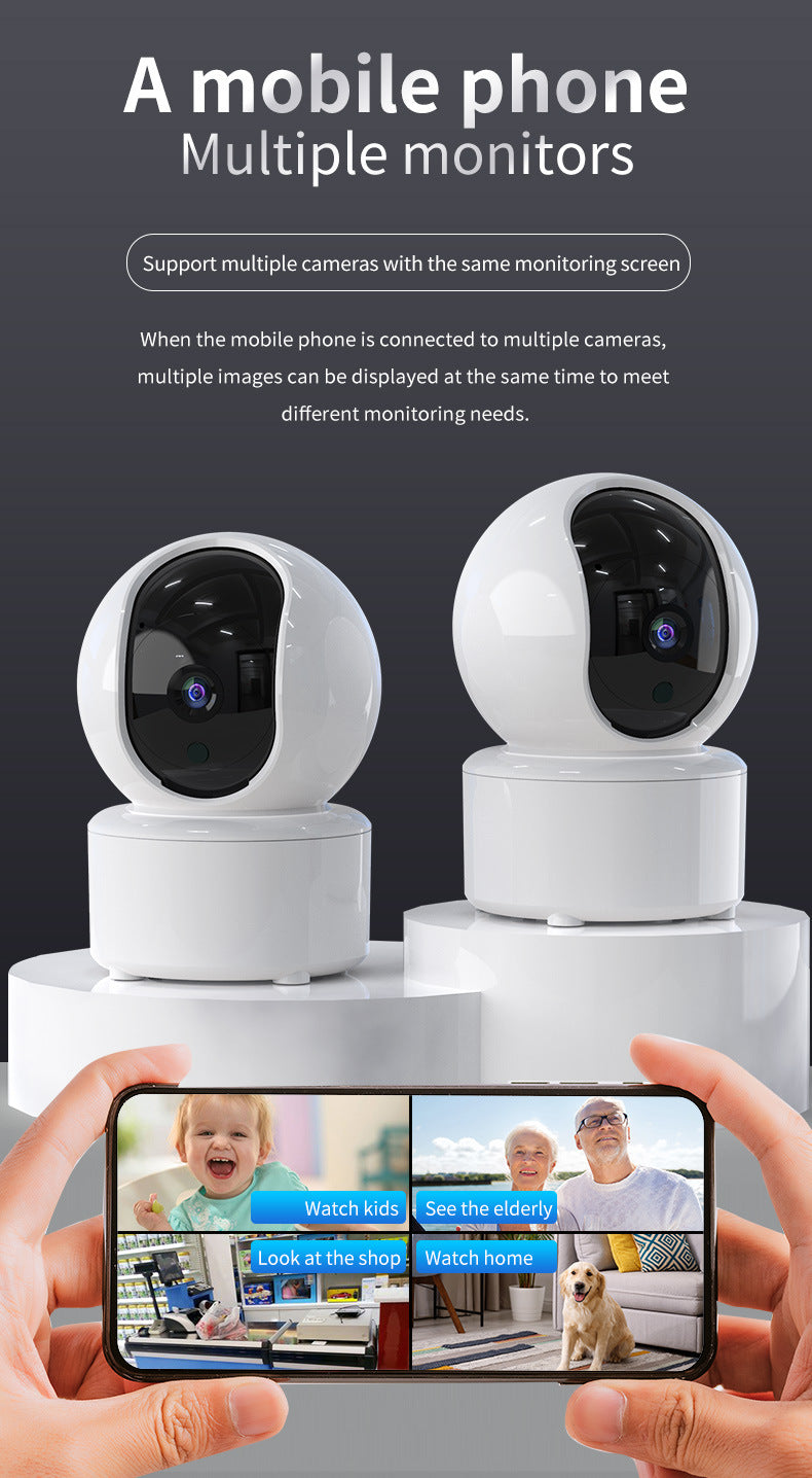 wifi Shake Head Camera Indoor Intelligent Monitoring Alarm Night Vision HD Home Remote Camera Infrared