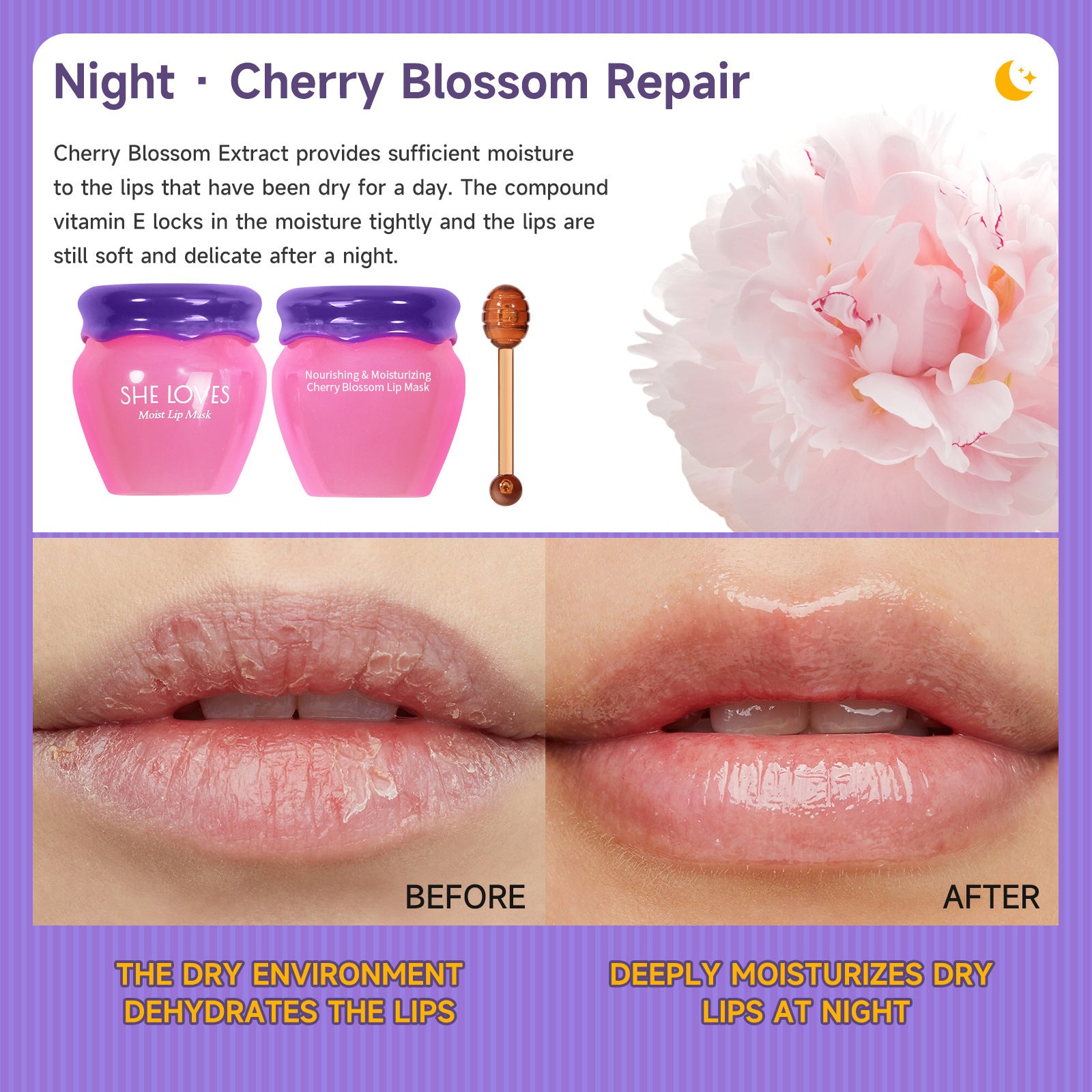 Honey Sakura Autumn and Winter Lightening Lip Lines Moisturizing Lip Balm Scrub Exfoliating Sleeping Lip Mask Set