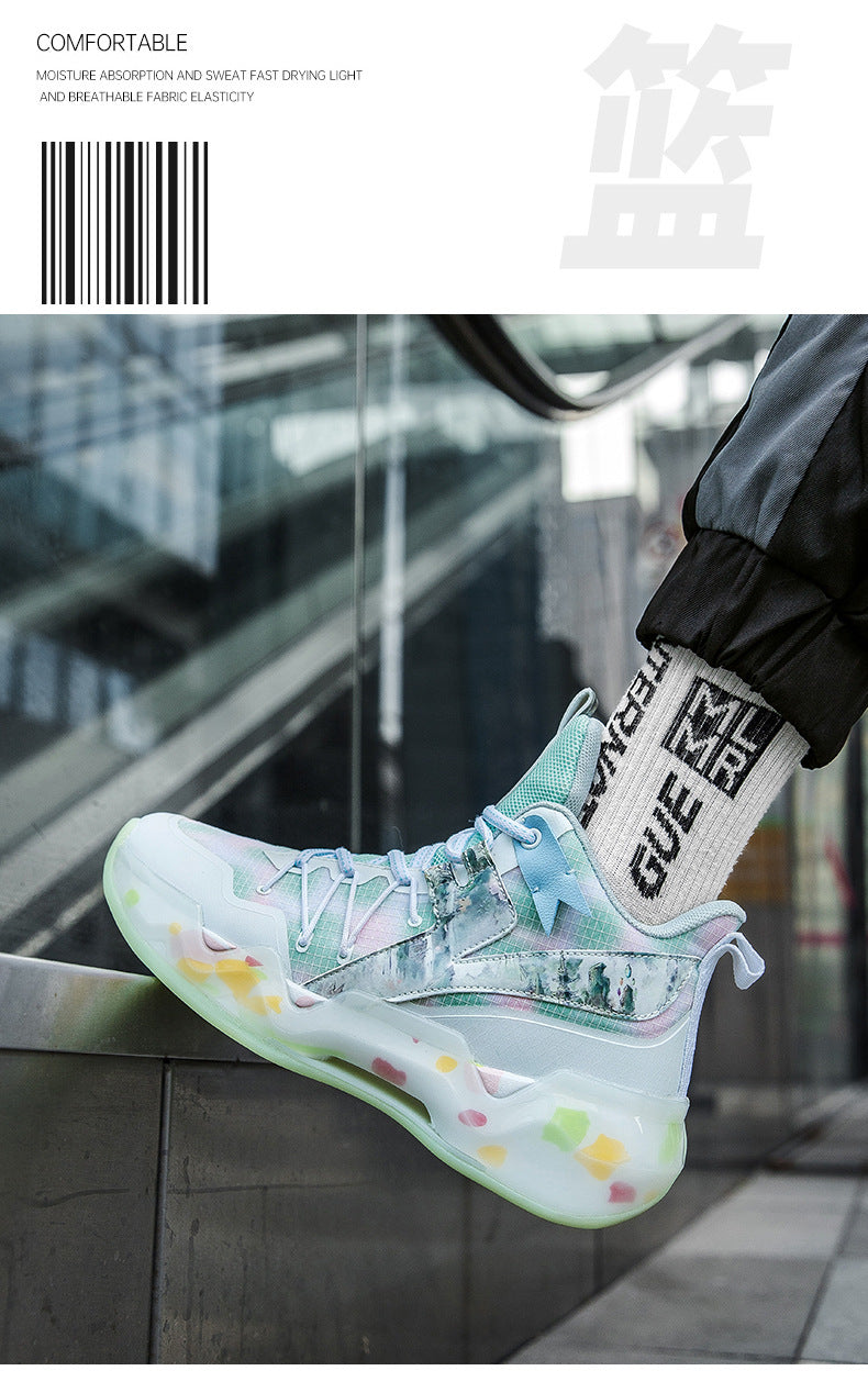 2025New National Era Men's Shoes Fashion Sports Shoes Youth High Elasticity Cushioning Anti-Slip Wear-Resistant Trendy Basketball Shoes