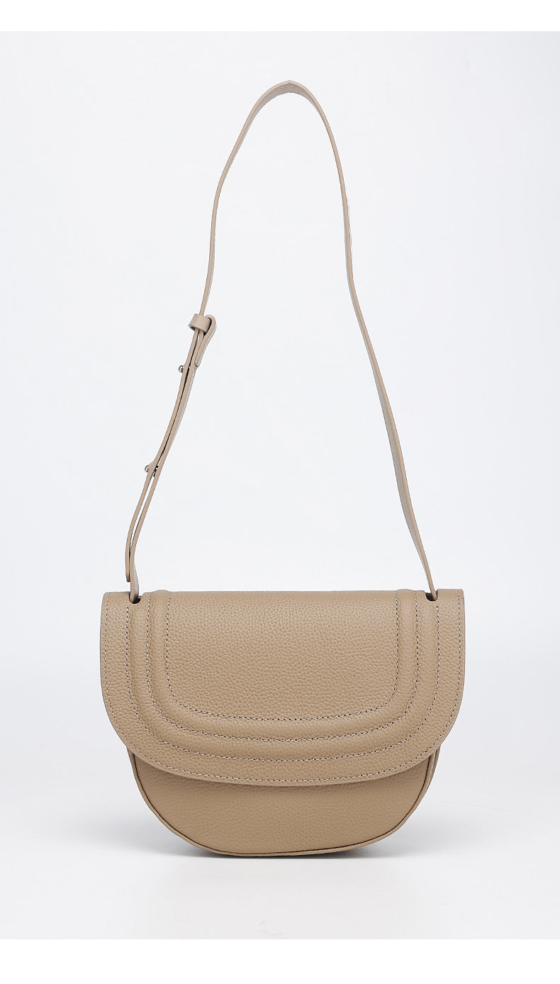 In Stock Trendy Retro Saddle Bag Semi-Circular Niche Texture Crossbody Women's Bag Simple Versatile Shoulder Bag for Women Daily Style