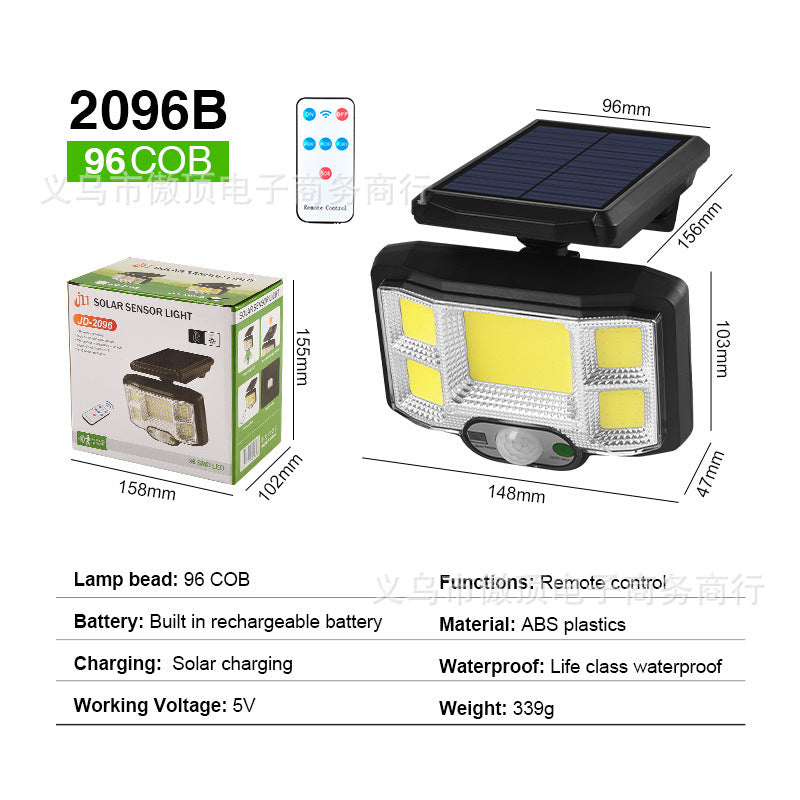 Outdoor Solar Street Light Waterproof Split Wall Light Garden Courtyard Light Human Body Sensor Light Rotatable Three-Head Light