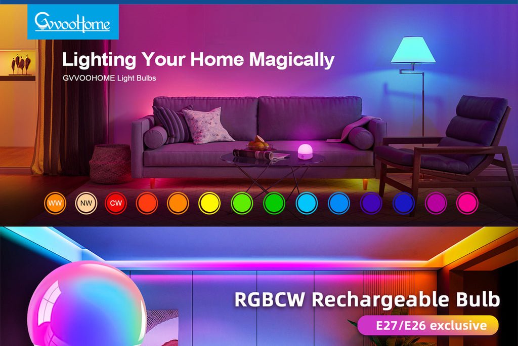 Rechargeable Light Bulb LED Bulb E26Screw Thread Household Lighting Electric Light Incandescent Chandelier Magic Color Bulb