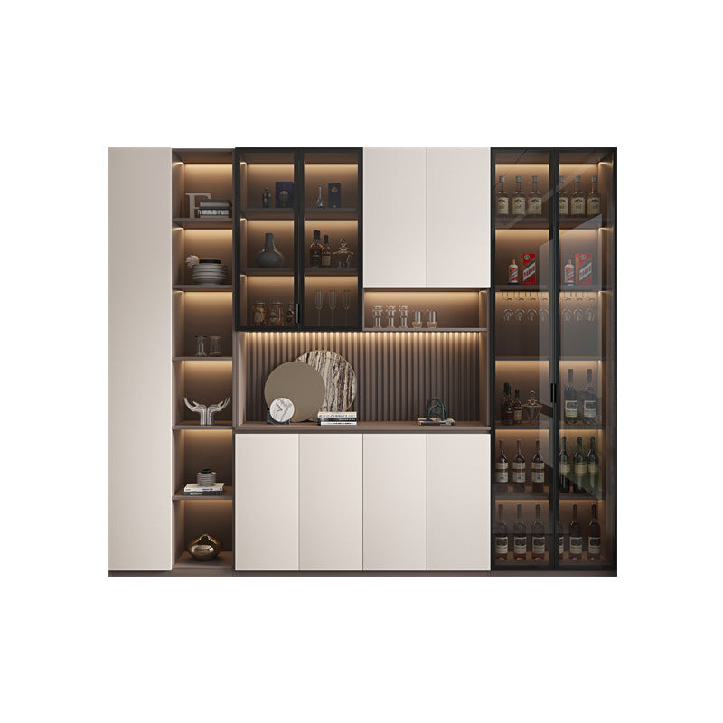 Solid Wood Sideboard Cabinet Against Wall Integrated Modern Minimalist Glass Door Wine Cabinet Dining Living Room Storage Cabinet Home Organizer