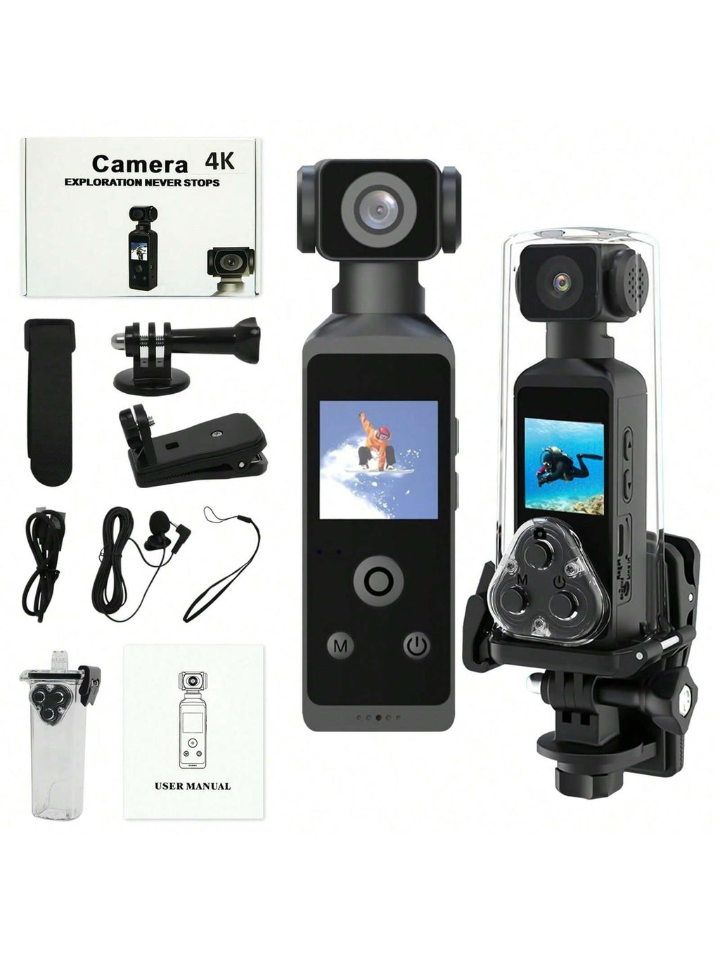 New4K Sports Digital Camera270Degree Rotating Lens Action Camera High Definition Handheld Camera