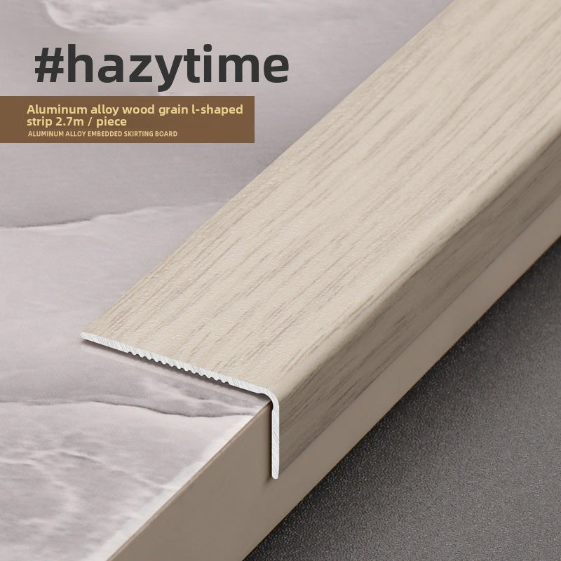 Aluminum alloy wood grain L Right-angle ultra-narrow wood flooring edge trim strip7Door threshold edging trim, wardrobe corner fastener strip
