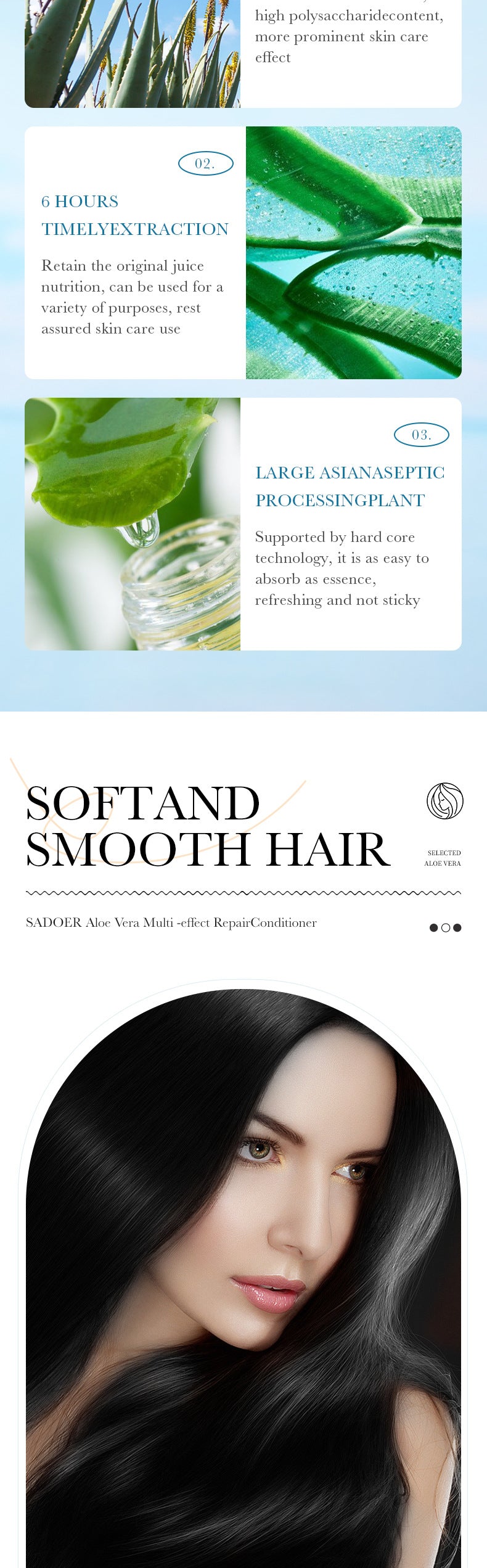 Aloe Vera Shampoo500ml SADOER Hydrating, cleansing, refreshing conditioner  foreign trade wholesale