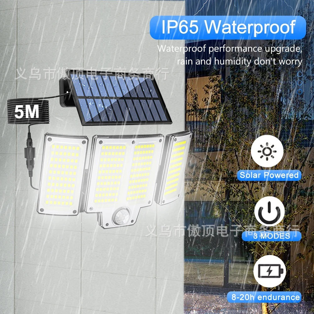 Outdoor Solar Split Street Light, Automatically Brightens After Dark, Garden Light with Human Body Sensor Wall Light Waterproof LED Lamp