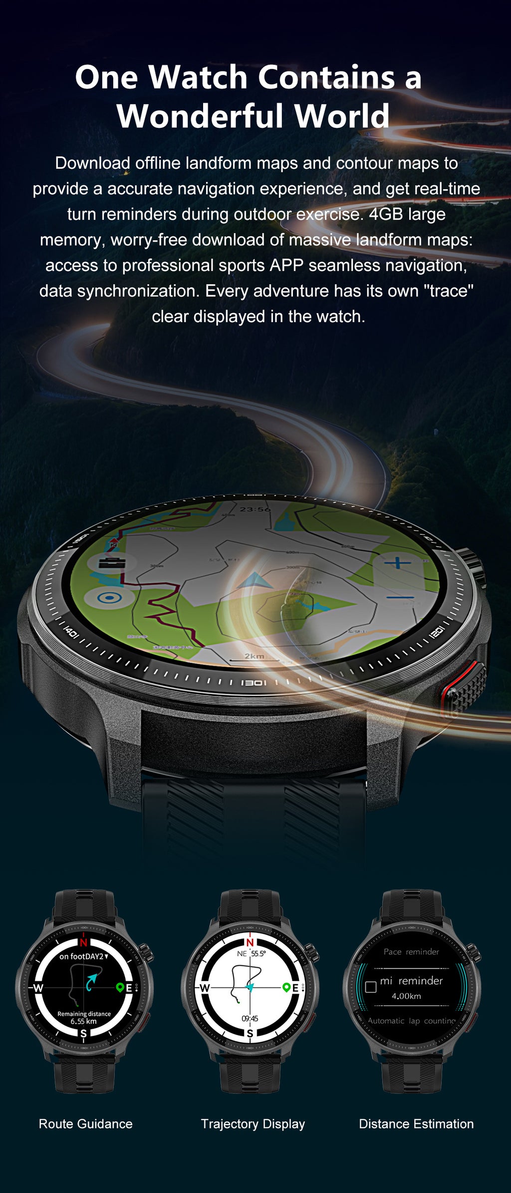 DTG6Smart Watch Bluetooth Call Heart Rate Pedometer Sleep Depth Waterproof GPS Offline Navigation Three-Proof Sports