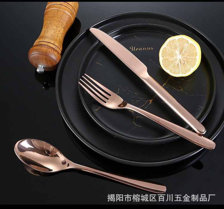 201Stainless Steel Knife Fork Spoon Heavy Moonlight Tableware Western Food Hotel Household Steak Knife Fork Dessert Spoon Wholesale