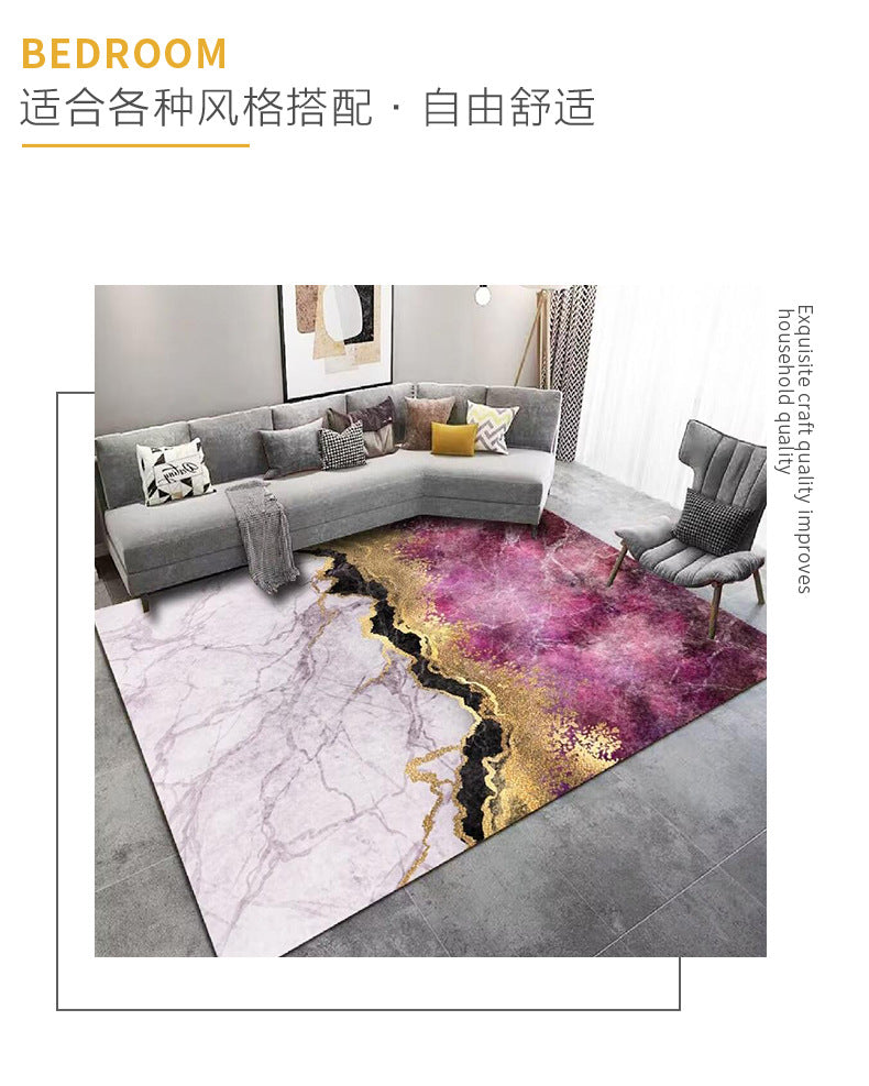Crystal Velvet Carpet Light Luxury Home Bedroom Non-Slip Wear-Resistant Bedside Blanket Living Room Dirty-Resistant Easy to Care Sofa Coffee Table Blanket