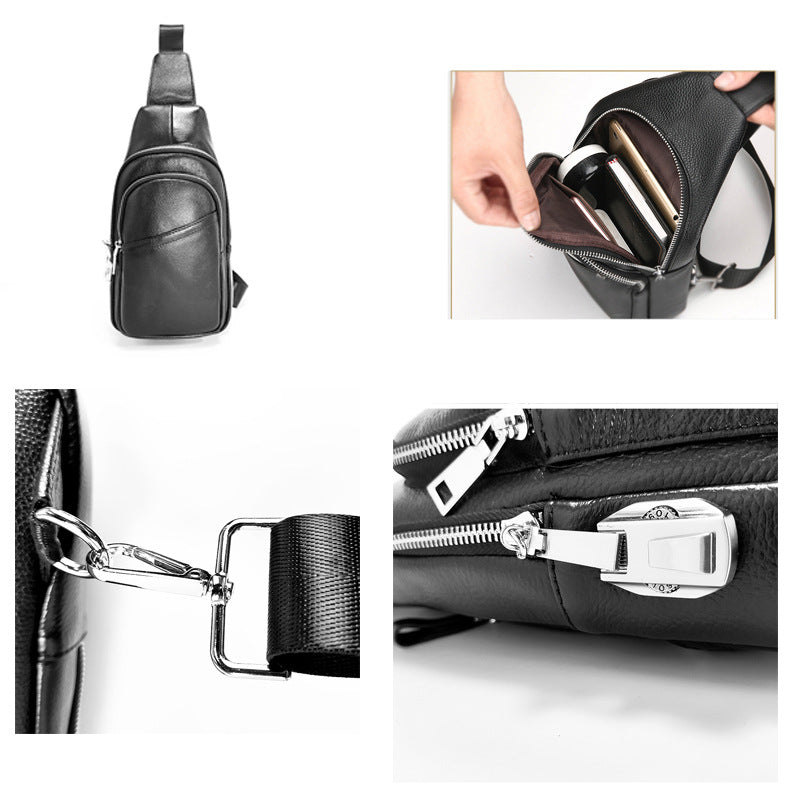 Anti-theft Bag Cowhide Chest Bag Password Lock Outdoor Sports Genuine Leather Single Shoulder Crossbody Bag Anti-theft Password Lock