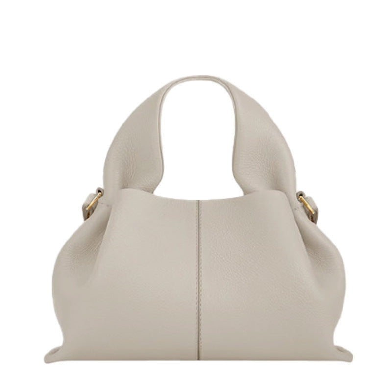 pole Cloud Handbag Genuine Leather Light Luxury French Niche Versatile Dumpling Bag European and American Retro High-Quality Texture Crossbody Bag
