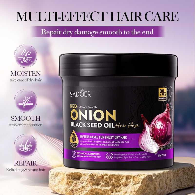 Cross-border Hair Mask500g Onion Black Seed Oil Smooth Hair Mask500g Foreign Trade Manufacturer Wholesale
