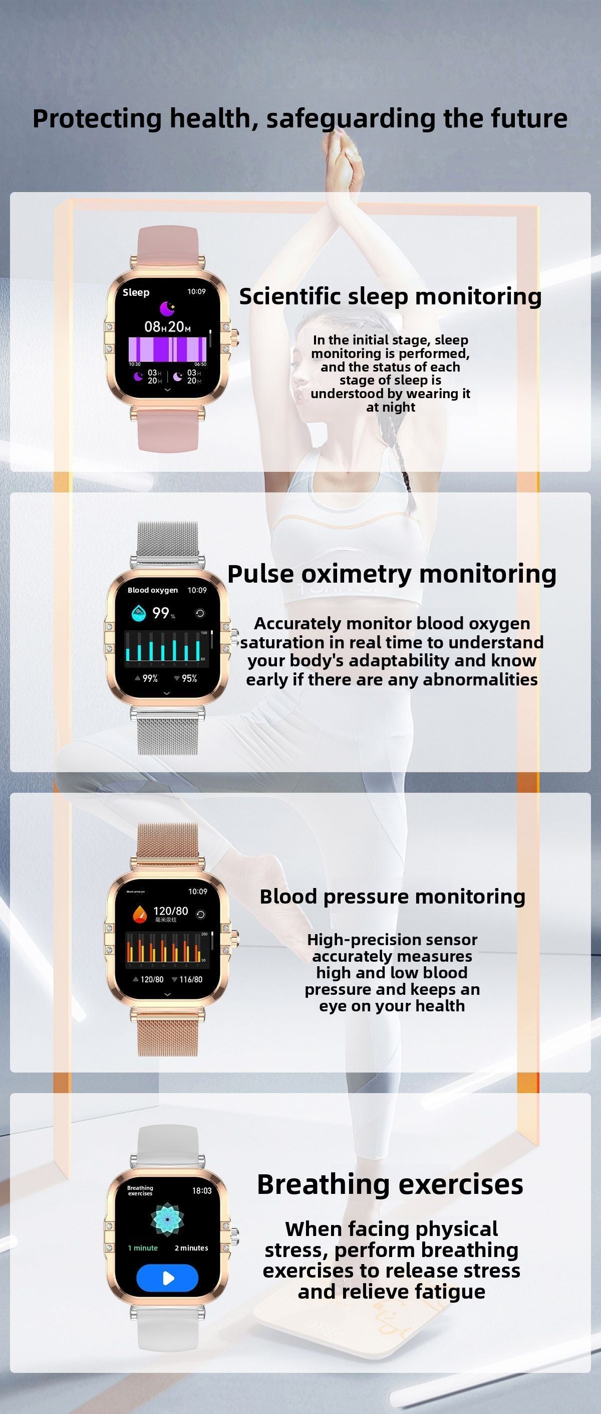 Smart Watch HK82Square AMOLED Screen Lady NFC Reminder sleep monitoring waterproof smart wearable