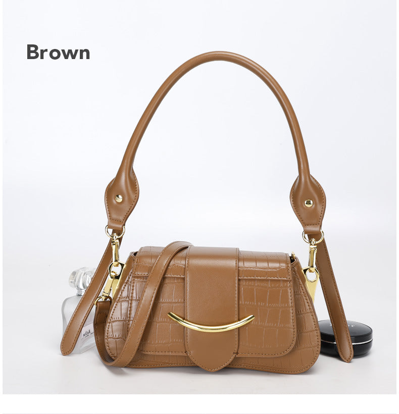 2024Spring Summer New Simple Niche Design Women's Bag Versatile Shoulder Underarm Bag Crocodile Pattern Small Square Bag Crossbody Bag