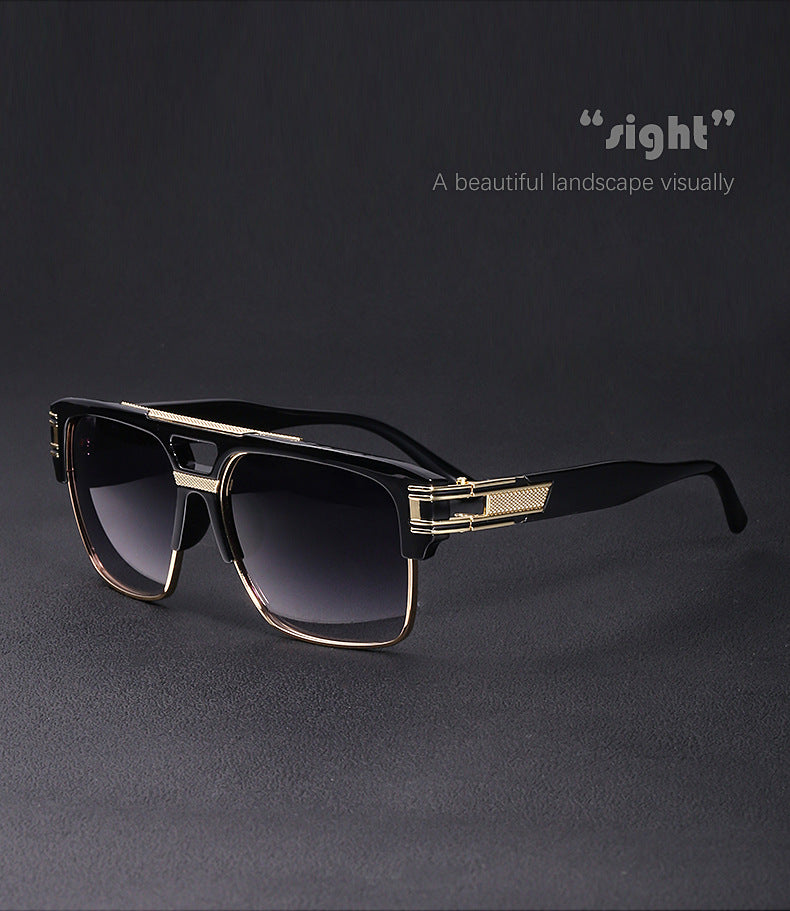 Glasses for Men Driving Special European and American Large Frame Sunglasses Men's High-end Sense Retro Trend Sunscreen Sunshade Full Frame Sunglasses