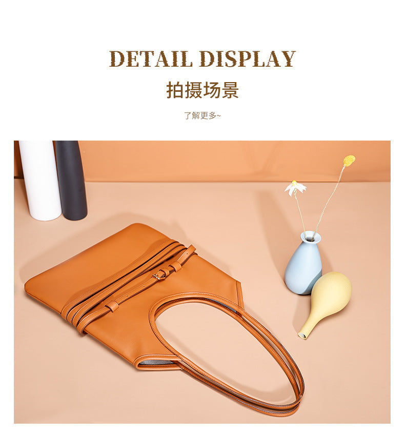 Trendy Belt Decorated Underarm Bag for Women, European and American Retro Style Tote Bag, Fashionable Large Capacity Women's Bag