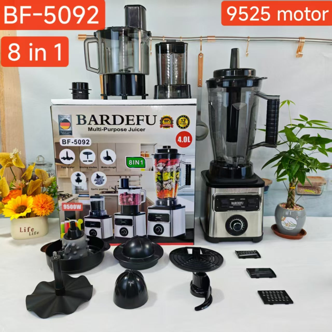 8in1blender Pure Copper Stainless Steel High-Power Meat Grinder Ice Crusher Juicer Blender with Dual Cup Design
