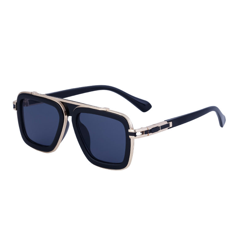 European and American Retro Square Frame Sunglasses for Men, Trendy European and American Punk Style, Internet Celebrity Same Style Sunglasses for Women ins Wind shades