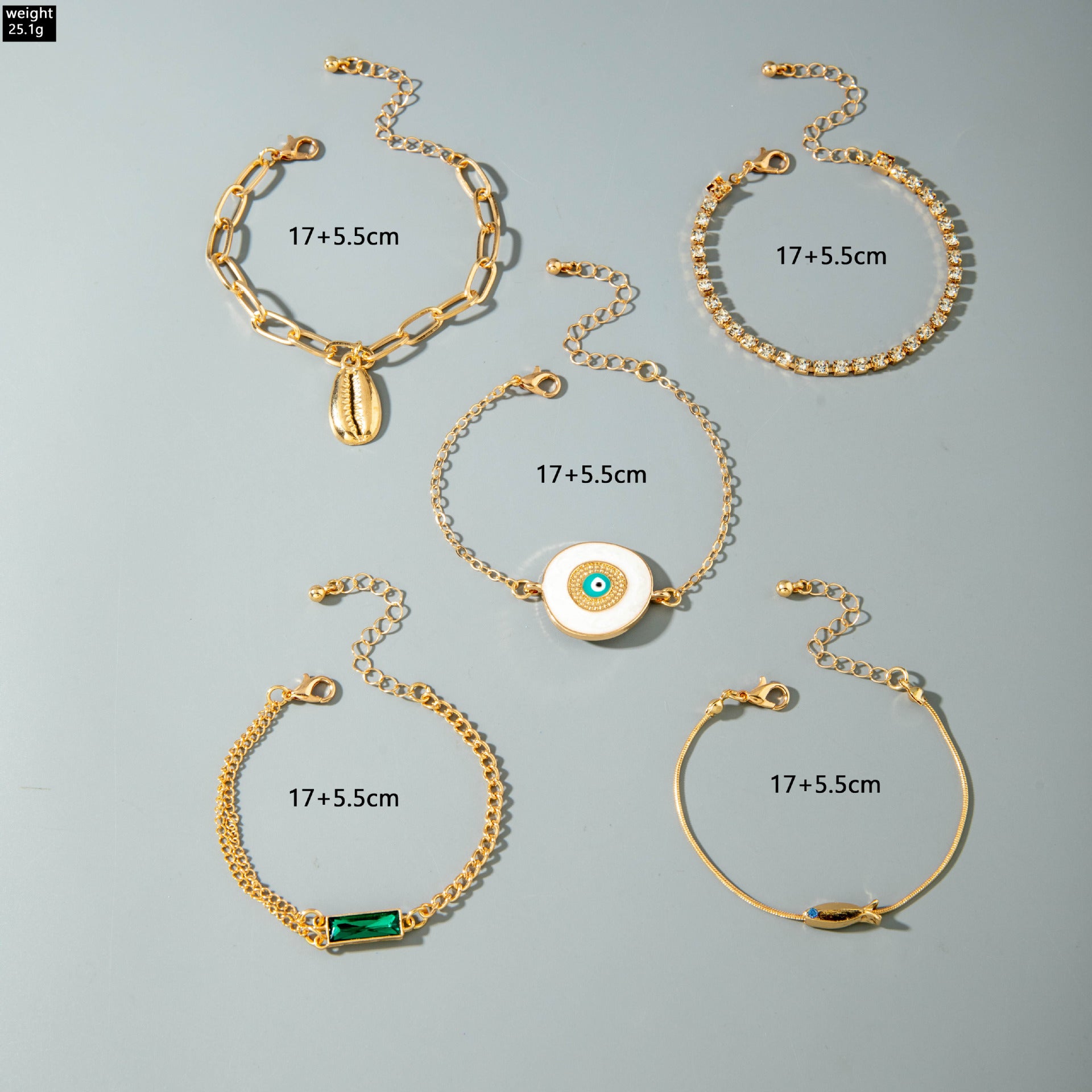 European and American Style Bracelet Bohemian Devil's Eye Bracelet Design Sense Inlaid Diamond Oil Drop Exaggerated Bracelet Set