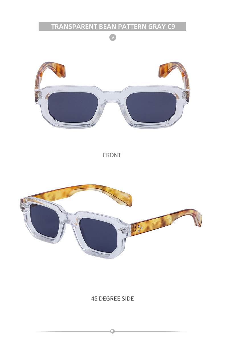 New European and American Fashion Square Frame Sunglasses for Men, Simple Personality Black Frame Glasses sunglasses